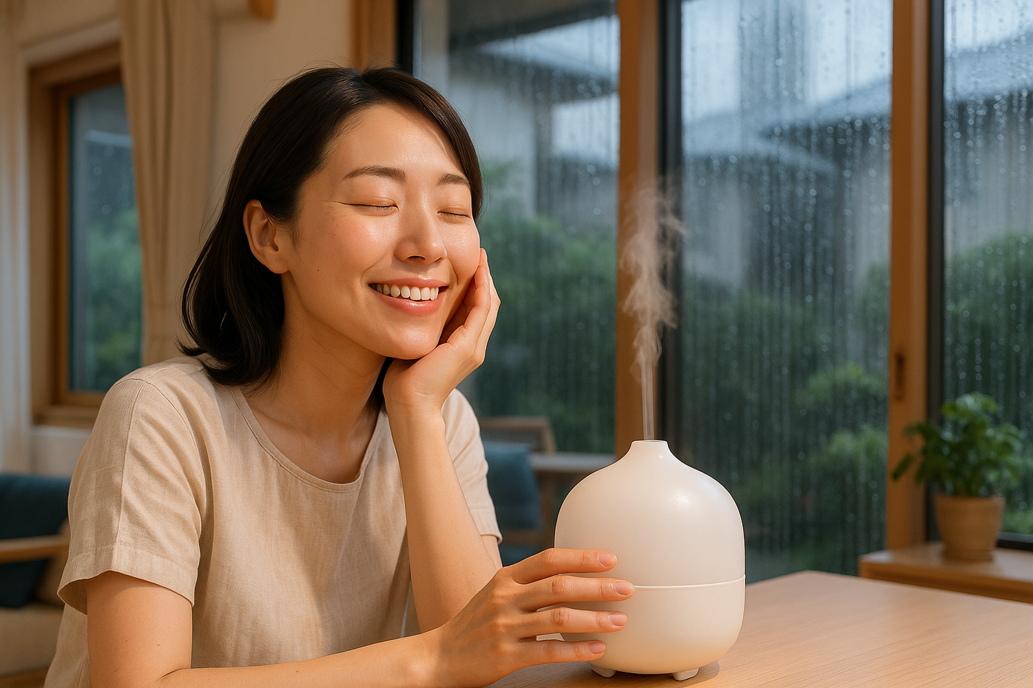 梅雨を爽やかに過ごす女性