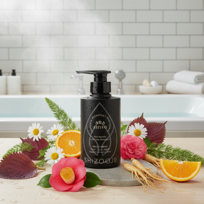 【在庫限り】スキンレメディ コンプリートシャンプー 300ml｜スキンケアはお肌の食事！赤紫蘇の香りと良質な椿オイルで艶やかな髪へ｜SHIZOOJU（シズージュ）｜福岡県