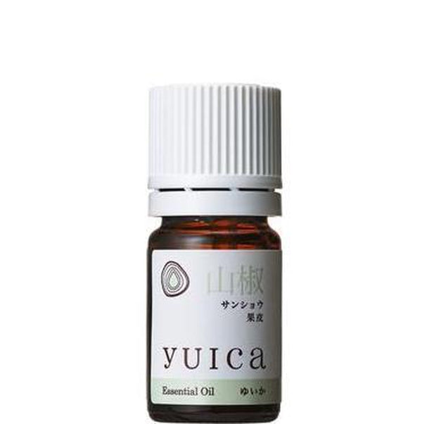 yuica サンショウ（果皮部）のエッセンシャルオイル瓶、白いフタ付き