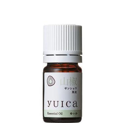 yuica サンショウ（果皮部）のエッセンシャルオイル瓶、白いフタ付き